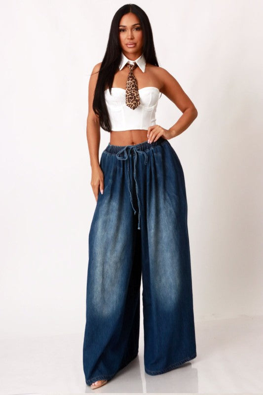 Denim palazzo Pants