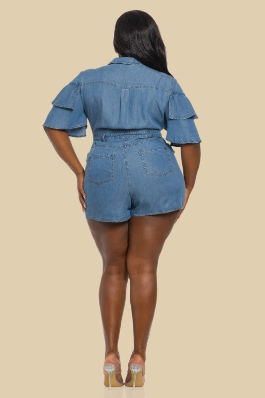 Denim Romper Plus