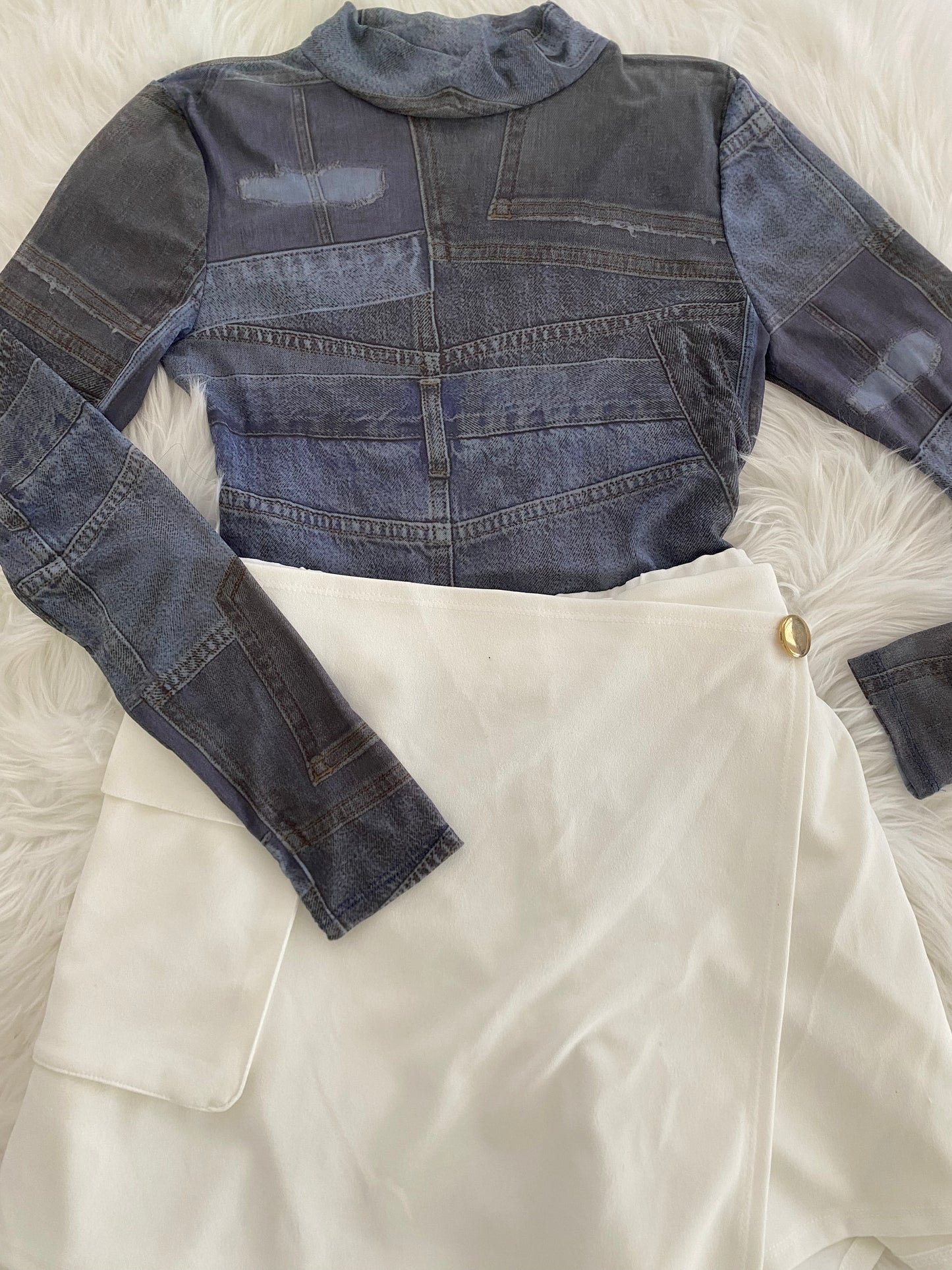 Denim Print Bodysuit