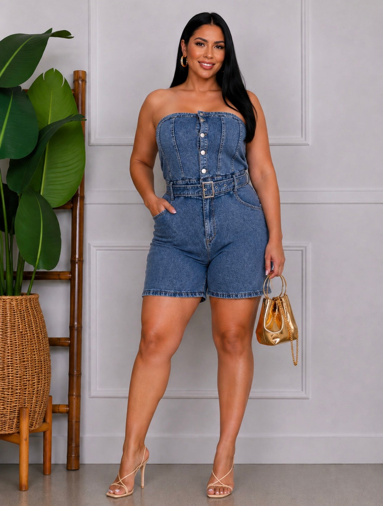 Denim Romper plus