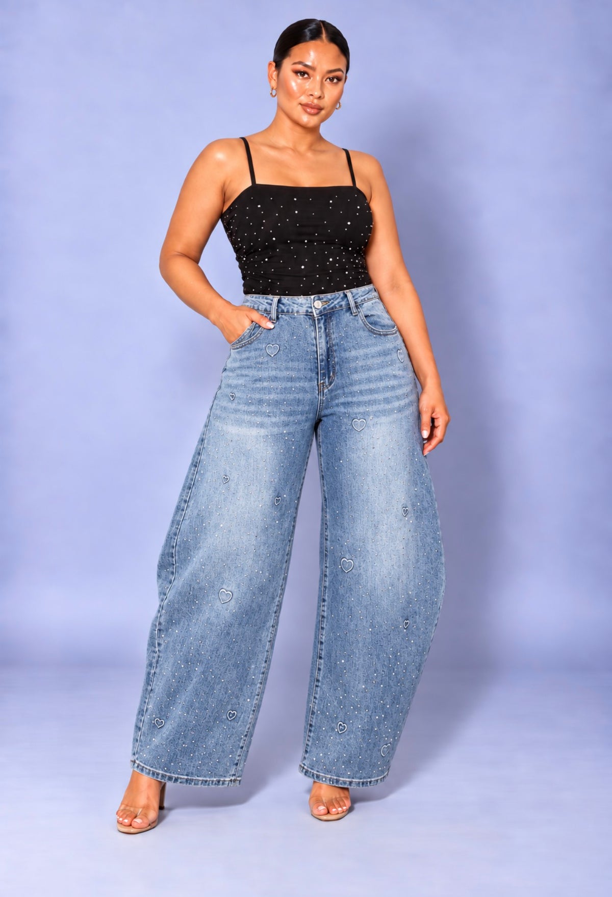 Rhinestone Top Plus