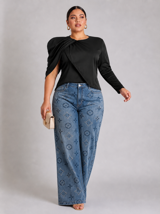 Monogram Denim Pants plus